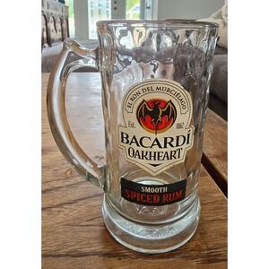 Bacardi Oakheart Smooth Spiced Rum Heavy Glass Beer Mug Stein